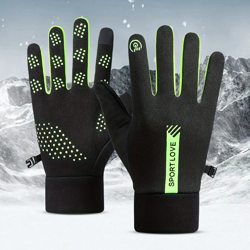 1Pair Winter Waterproof Windproof Non-slip Touch Screen Warm Gloves, For Outdoor Cycling, Driving, Skiing