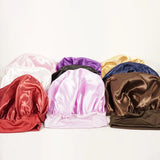 New Women's Satin Solid Sleeping Hat Night Sleep Hair Care Bonnet Nightcap Silky Shower Caps Comfortable Flower Band Unisex Cap