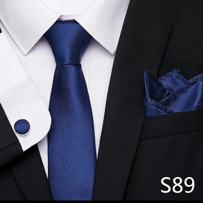 Luxury Tie Handkerchief Pocket Squares Cufflink Set Necktie For Men Blue Red Clothing Accessories