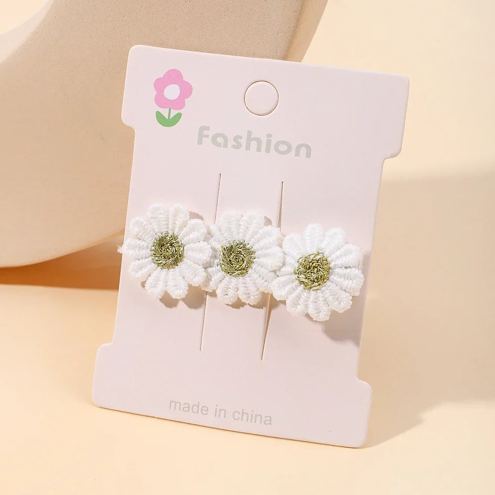 1pcs Ins Daisy Flower Hair Clips Baby Girl Hairpins for Kids Lace White Barette Princess Hooks Infant Accessories Korean