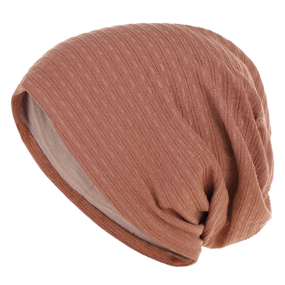 Unisex Men Women Beanie Cotton Night Sleep Cap Bonnet Chemo Hat Headwear Turban Baggy Hair Care Nightcap Pullover Hat Solid Colo