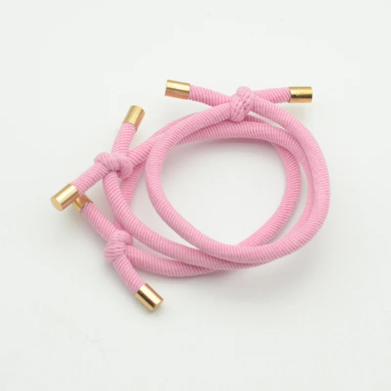 10PCS 5mm Knotted Twilled Elastic Hair Bands Golden Ends Hair Ties for fashion girls elasticity ponytail holders hair scrunches