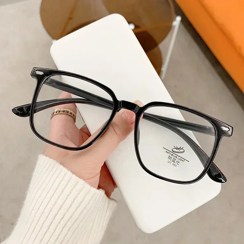 Blue Light Blocking Ladies Square Myopia Glasses New Trendy Finished Near Sight Eyeglasses Prescription Minus Eyewear Diopter