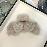 New Plush Hair Claw Women Elegant Acrylic Hairpins Faux Fur Hair Clip Barrette Crab Headwear for Girls Hair Accessories