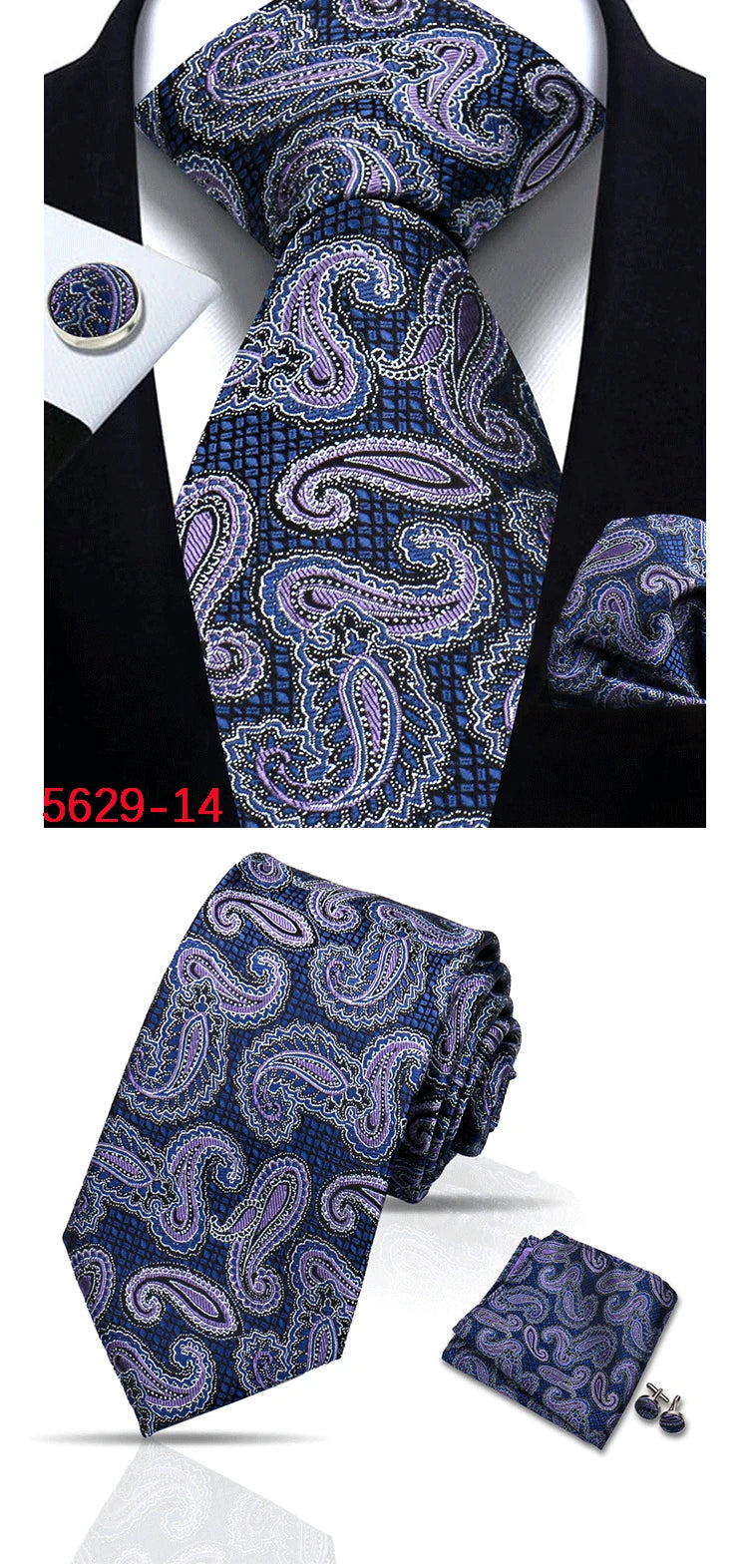 Mens Tie Paisley Jacquard Woven 8cm Formal Business Wedding Necktie Pocket Square Set Suit Cravat High Quality Handmade Gravata