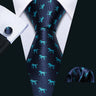 New Arrival Men's Ties Set Dinosaur Pattern Navy Gold Mens Wedding Necktie 8.5cm Necktie Business Silk Ties For Men Gift FA-5191