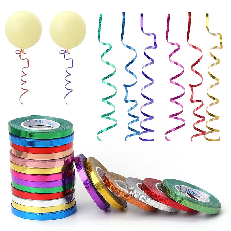 1pc 10Meter/Roll 5mm Balloon Ribbon Party Birthday Wedding Accessories DIY Decoration Satin Ribbons Craft