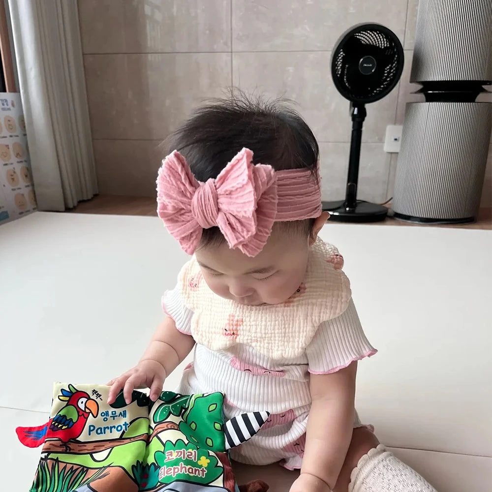 Solid Cable Bow Baby Headband for Child Nylon Layers Headwear Kids Elastic Turban Headwraps Newborn Boys Girls Hair Accessories