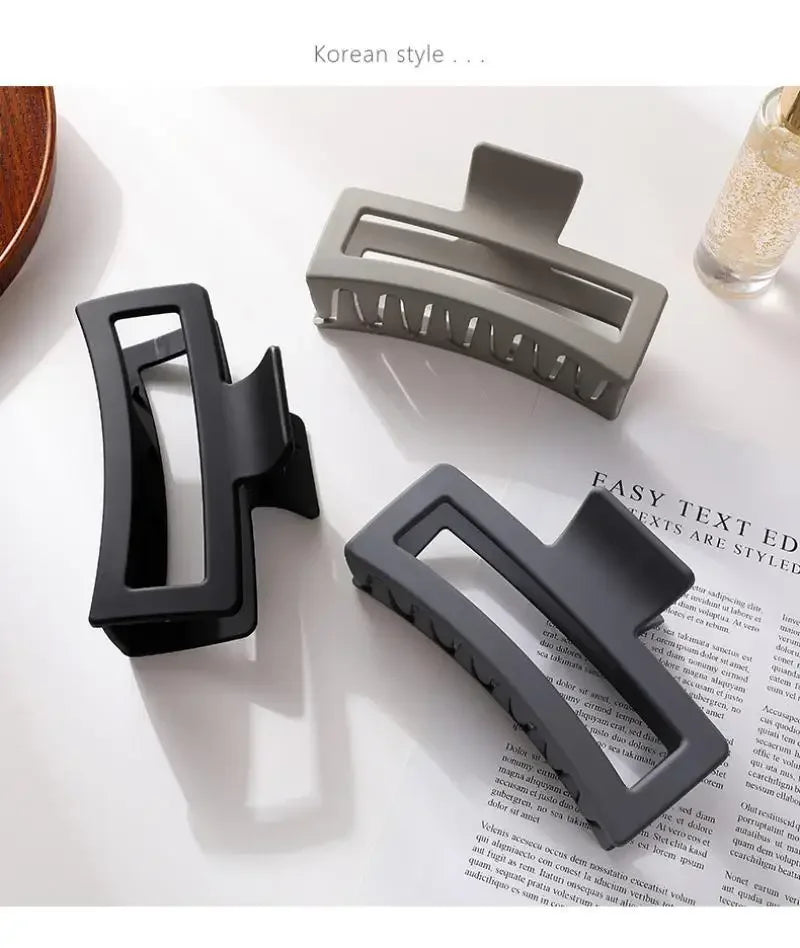 4pcs Hair Claw Simple Style Solid Color Hollow Shark Claw Back Head Hair Clip Large Hair Claw Hair Accessori