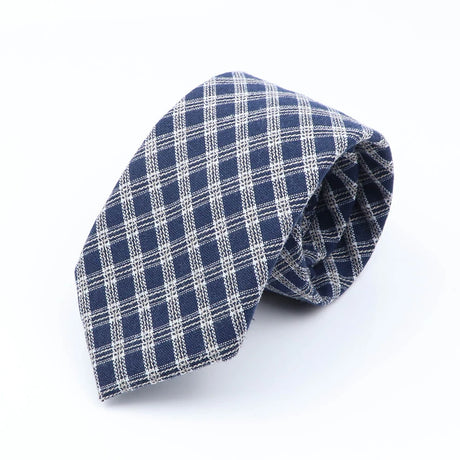 High Quality Mens 7cm Ties Classic Brown Red Striped Plaid Cotton Handmade Necktie Narrow Skinny Cravat Casual Tie Accessories