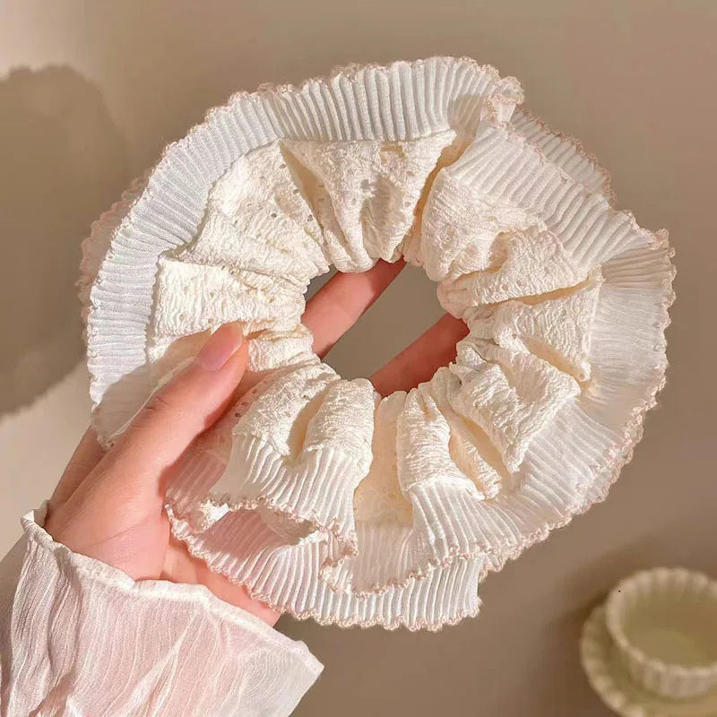 Women Lace Hair Scrunchies Girls Elastic Hair Bands Ponytail Holders Tie Hair Hoop Large Plaid Scrunchy Rubber Bands Headwear