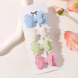 4Pcs/set Butterfly Hair Clip Set for Girls Double Layered Bow Cute Bangs Hair Pin Cotton Safe Kids Baby Hair Accessories Set
