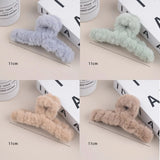 4Pcs/Set Plush Hair Claw Elegant Acrylic Hairpins Faux Fur Hair Clip Barrette Crab Headwear for Women Girls Hair Accessories