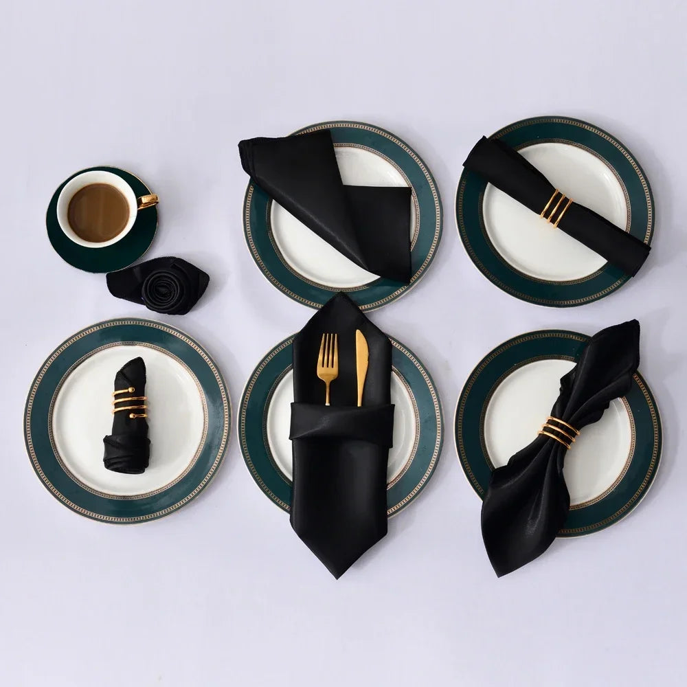12Pcs 30X30cm Satin Table Napkin Soft Handkerchief Romantic Wedding Banquet Square Table Napkins Dinner Party Decoration