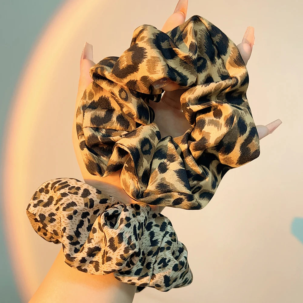 High Elastic Leopard Elastic Hair Bands Simple Vintage Hair Rope Ties Scrunchie Large Headwear Girls Women Hair Accessories
