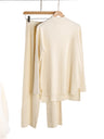 Autumn Winter 2 Pieces Women Sets Knitted Tracksuit Turtleneck Sweater and Straight Jogging Pants Suits