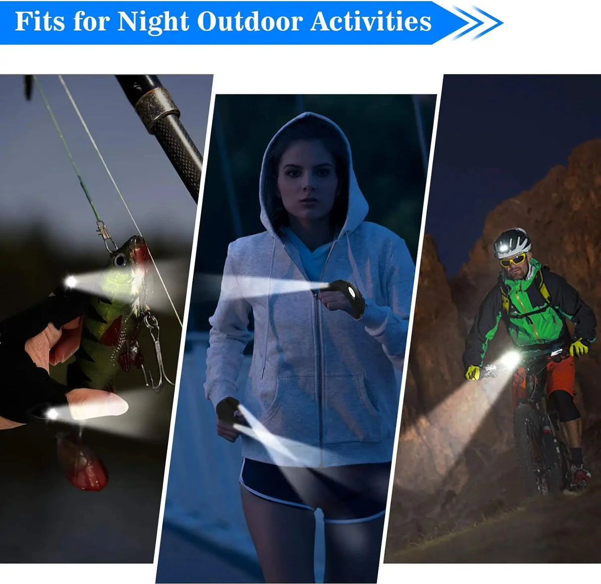 Outdoor Hunting Gloves Luminous Lighting Half Finger with Lights Night Driving Hunting Vehicle Maintenance Lighting Gloves