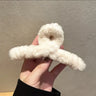 Winter Faux Fur Hair Claw for Women Elegant Acrylic Crab Barrette Hairpin Girl-Hair Accessories Furry Headwear Hair Claw Clip