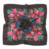70*70cm Luxury Flowers Square Russian Scarf Women Floral Printed Shawl Female Bandana Head Wrap Headband Scarves Handkerchief