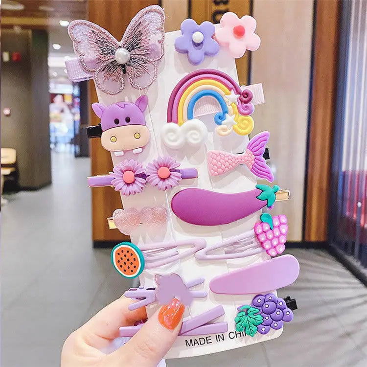 14Pcs Cartoon Baby Hair Clip Set Flower Fruit Baby Girl Barrettes Bangs Hairpins Kids Hair Accessories