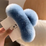 Muweordy New Oversized Faux Fur Big Crab Hair Clip for Girls Rabbit Hair Claw Clips Cute Plush Ponytail Women's Hair Barrettes