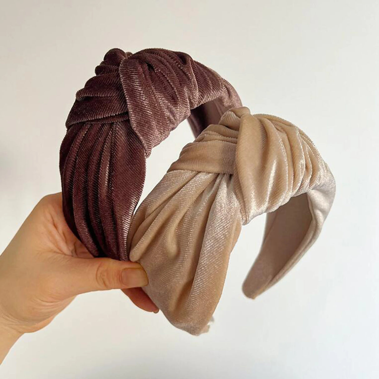 PROLY New Fashion Hairband For Women Solid Color Wide Side Headband Warm Canary Velvet Turban Winter Hair Accessories Wholesale