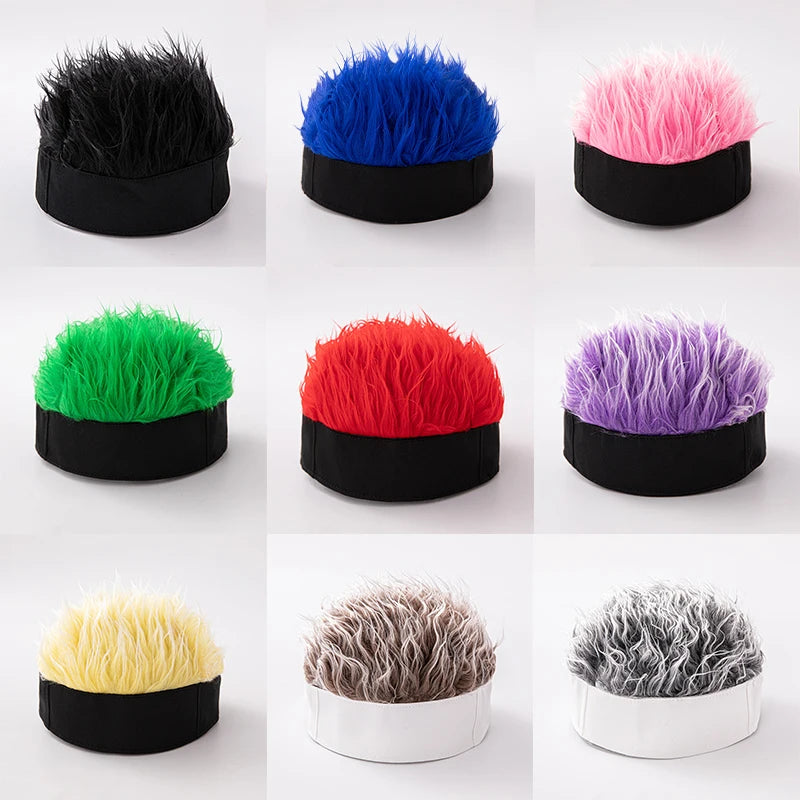 Baseball Cap Men Women Beanie Wig Hat Fun Short Hair Caps Breathable Soft for Party Toupee Hats Outdoor