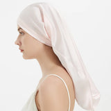 100% Mulberry Silk Sleep Cap for Long & Curly Hair Nightcap with Adjustable Hair Wrap for Woman