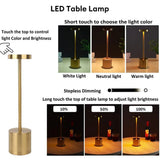 1PC Metal Classic Table Lamp USB Rechargeable Night Light Stepless Dimming Touch 3 Level Bedside Lamp Hotel Bar Decoration