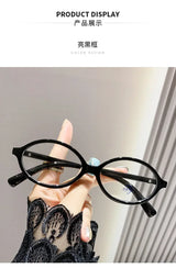 Elliptical Artistic Style Myopia Glasses Retro Small Frame Flat Lenses Ultra Light Finished Near Sight Eyewear Fashion Goggles