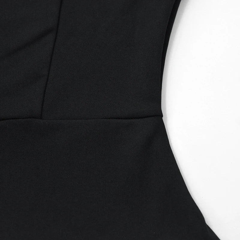 Sexy A-Line Women Dresses Summer Fashion Short Sleeve Black Slim Mini Dress Casual Streetwear Clubwear Elegant Lady Party Dress