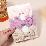 3Pcs Girls Cable Knit Turban Baby Bows Headbands For Children Elastic Kids Hair Bands Newborn Toddle Headwrap Hair Accessories