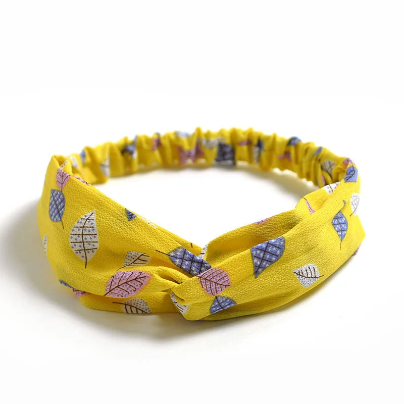 Fashion WomenFloral Headband Hair Accessories Leopard Cross Knotted Bow Chiffon Hair Band Girls Headdress Ladies Hoop Headwear