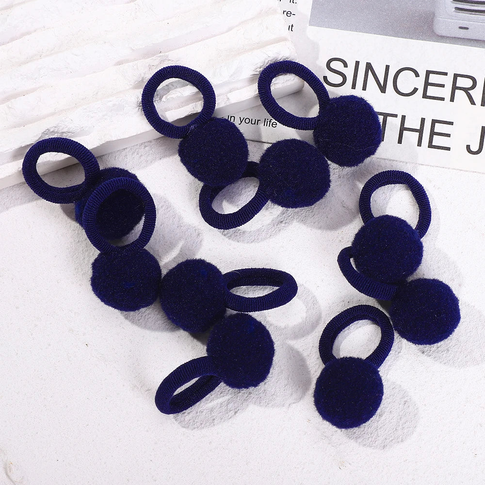 20pcs Kids Elastic Hair Bands Girls Plush Ball Rubber Band For Children Sweets Scrunchie Hair Ties Clip Baby Hair Accessories