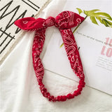 New Fashion Printing Rabbit Ear Knotted Elastic Hair Band Wide Girl Woman Hair Band Headband Hair Accessories Headdress