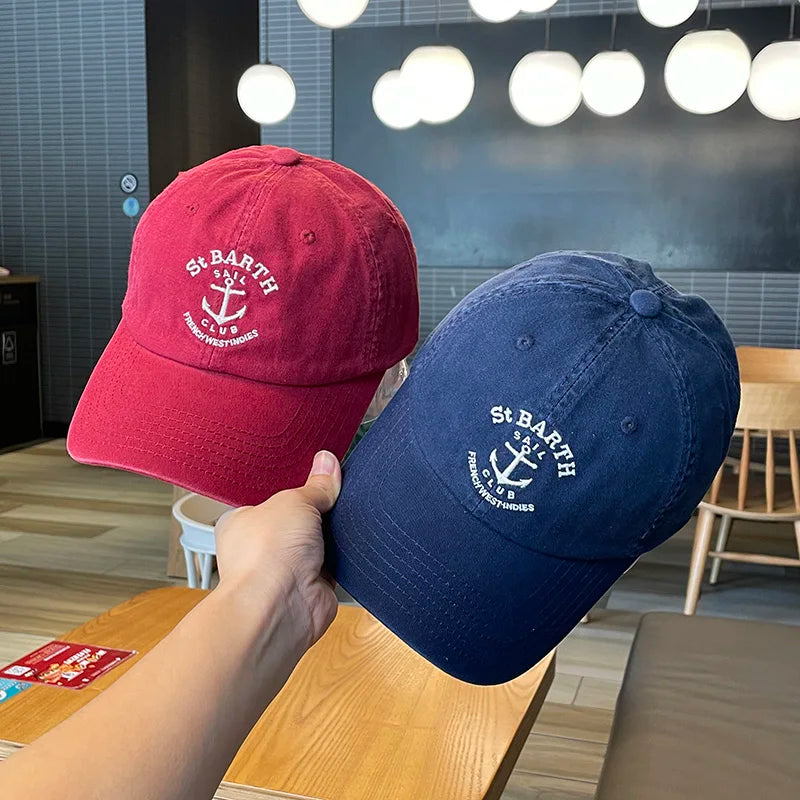 Boat Anchor Embroidered Baseball Cap Female Retro Couple Soft Top Street Peaked Cap Men's Hat