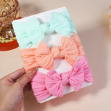 3Pcs Girls Cable Knit Turban Baby Bows Headbands For Children Elastic Kids Hair Bands Newborn Toddle Headwrap Hair Accessories