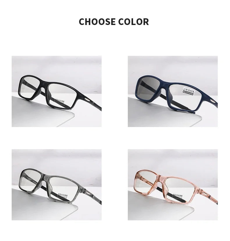 Ultra Light Blue Light Blocking Myopia Glasses Fashion Outdoor Color Changing Sports Near Sight Eyewear Photochromic Eyeglasses