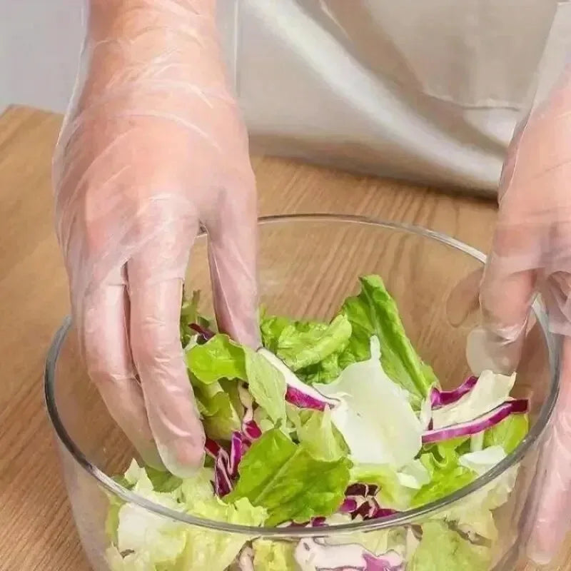 100/200PCS Disposable TPE Gloves, Powder Free and Latex Free, Suitable for Kitchen, Bathroom Cleaning
