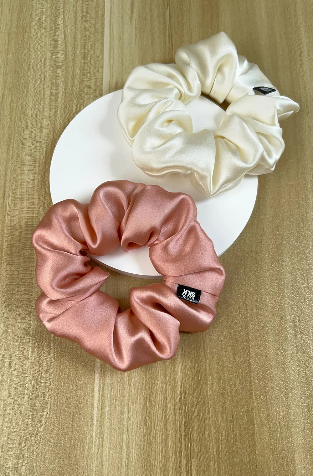 100% Mulberry Silk Hair Scrunchies Elastic Rubber Band Hair Ties Big Large Gum Ropes Ponytail Holders for Women Girls 19 Momme