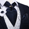 Luxury Silver Paisley Men Ascot Tie Wedding Formal Cravat Ascot Scrunch Self British Neck Tie Set Pocket Square Cufflink DiBanGu