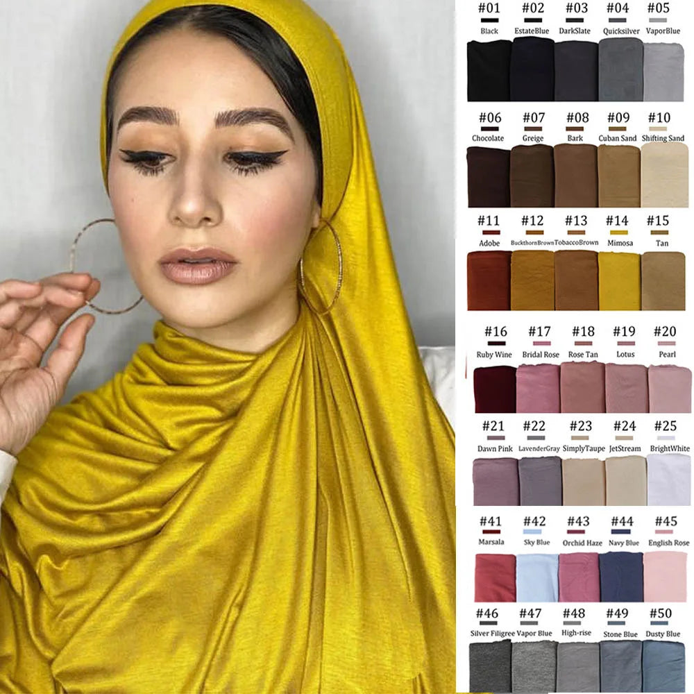 Musilim Women Strechy Jersey Hijab Good Stitch Stretch Jesey HIjabs Scarves Soft Turban Head Wraps HeadScarf