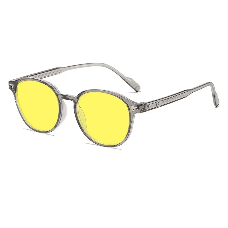 Round Frame Yellow Lens Sunglasses Driving Fishing Nigh Vision Eyewear for Men Women Ultra Light High Definition Eyeglasses