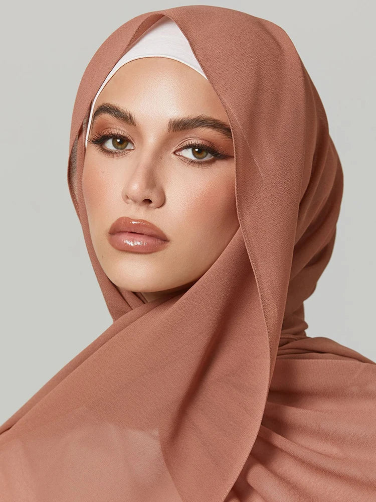 Good Stitching Muslim Chiffon Hijabs for Women Solid Chiffon Shawl Scarf Head Wraps Foulard Femme Hijab Scarves Muslim Turban