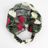 New Wide Headband for Women Ethnic Embroidery Flower Mesh Wide Edge Headbands Hibiscus Mutabilis Lace Bandaba Turban Headwear