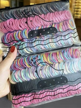 50/100/200/300pcs Cute Hair Ties For Kids & Girls - Colorful Elastic Polyester Hair Ties, Ideal choice for Gifts