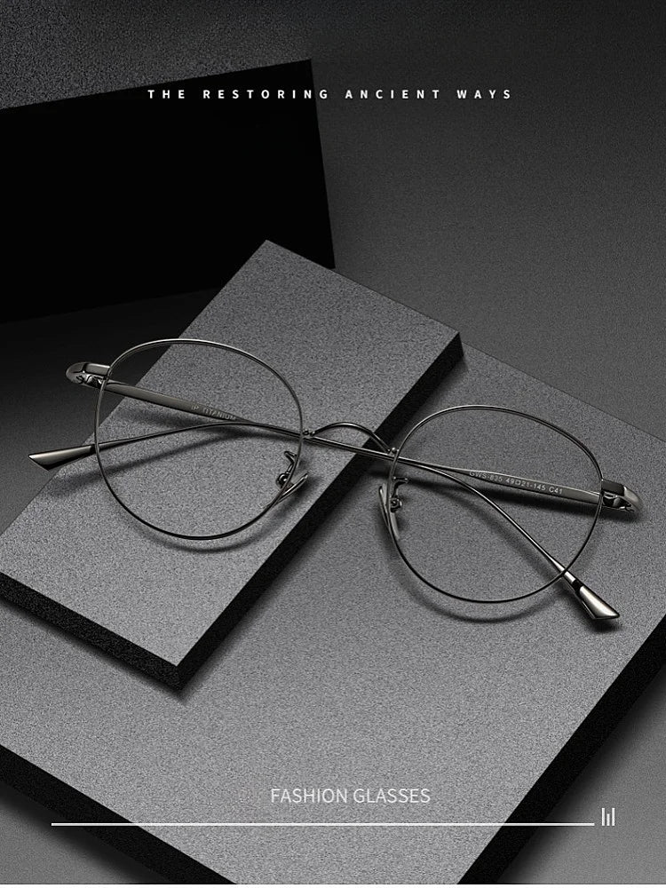 Titanium Glasses Frame Retro Round Wide-rimmed Men's Glasses Frame Anti-blue Light Optical Prescription Women Glasses Frame 835