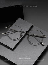 Titanium Glasses Frame Retro Round Wide-rimmed Men's Glasses Frame Anti-blue Light Optical Prescription Women Glasses Frame 835