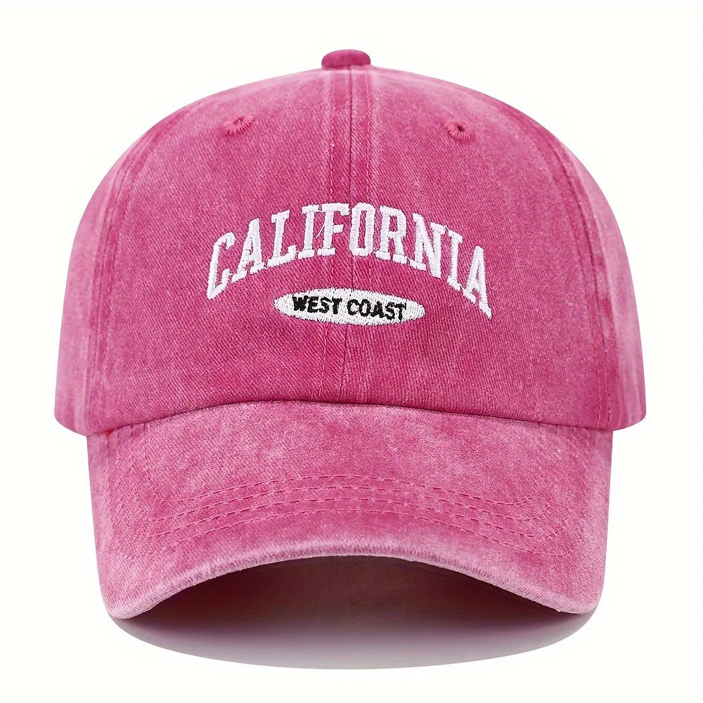 1PC Embroidered Baseball Cap On The West Coast Of California Vintage Style Pointed Hat Lightweight Hat Sun Resistant Sport Hat