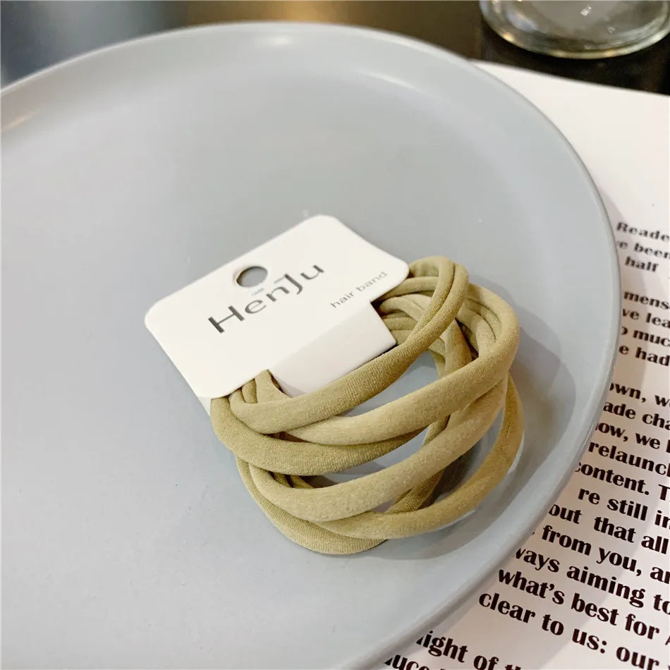 6Pcs/Lot Elastic Hair Bands Women Hair Rubber Band Elegant High Elasticity Solid Color Girls Elastic Hair Bands Hair Accessories